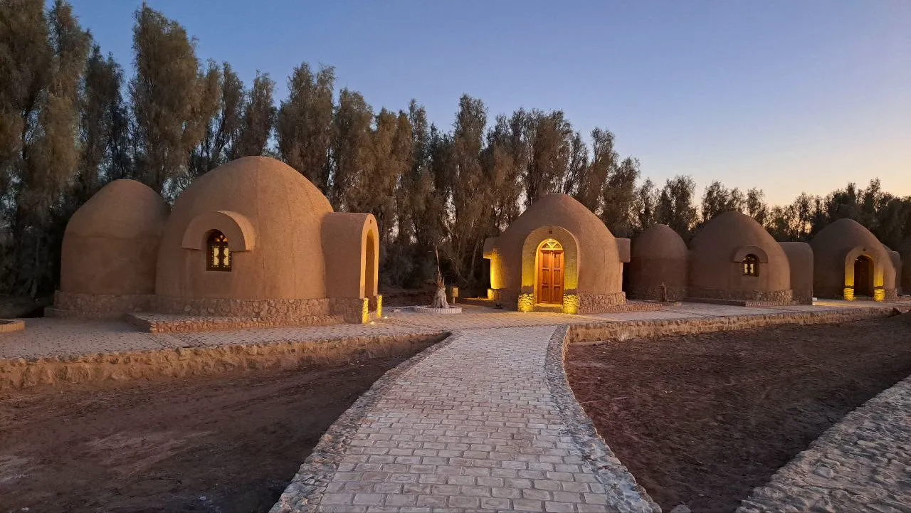 اقامتگاه گنبدی مشجری انارک میان درختان