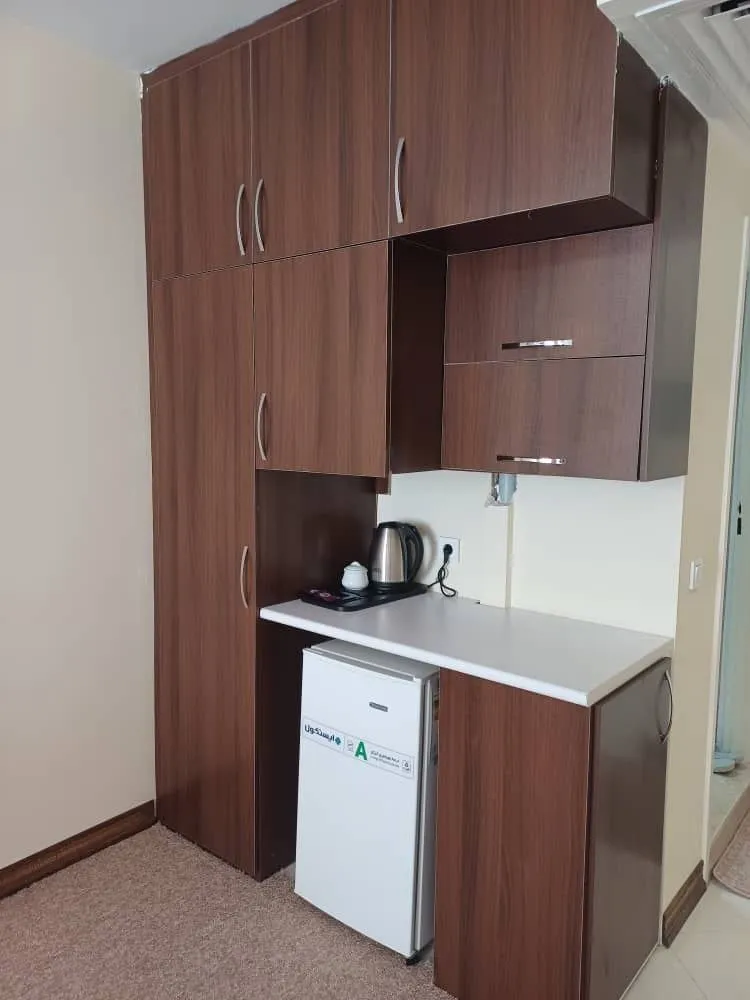 کابینت چوبی و یخچال کوچک هتل دارالضیافه