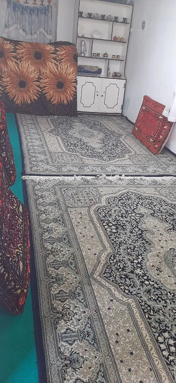 اتاق اقامتگاه کارن با فرش‌های ایرانی و قفسه ظروف