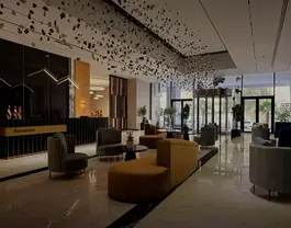 لابی هتل ۵۵ بندرعباس با فضای نشیمن