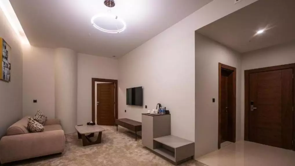 نشیمن اتاق با مبل و تلویزیون در نجف دو