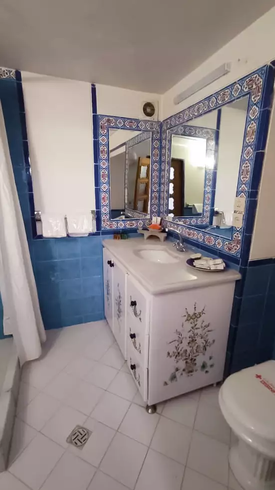 روشویی سرویس بهداشتی اقامتگاه بخردی با کاشی آبی